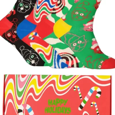 Best 4-Pack Psychedelic Candy Cane Socks Gift Set Herr Strumpor