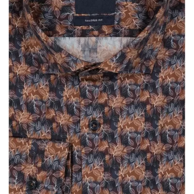 TRESANTI Bain  |  Leaves Shirt With Ikat Background-Herr Skjortor