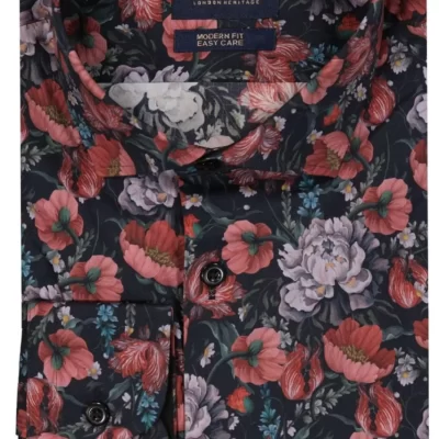 Mortimer&Armstrong Shirt With Big Flowers Modern Fit-Herr Skjortor