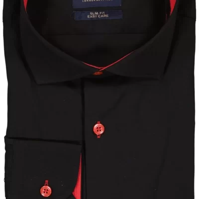 Mortimer&Armstrong Uni Shirt Black With Red Details Slim Fit-Herr Skjortor