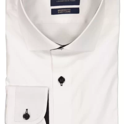 Mortimer&Armstrong Uni Shirt White With Black Details Modern Fit-Herr Skjortor